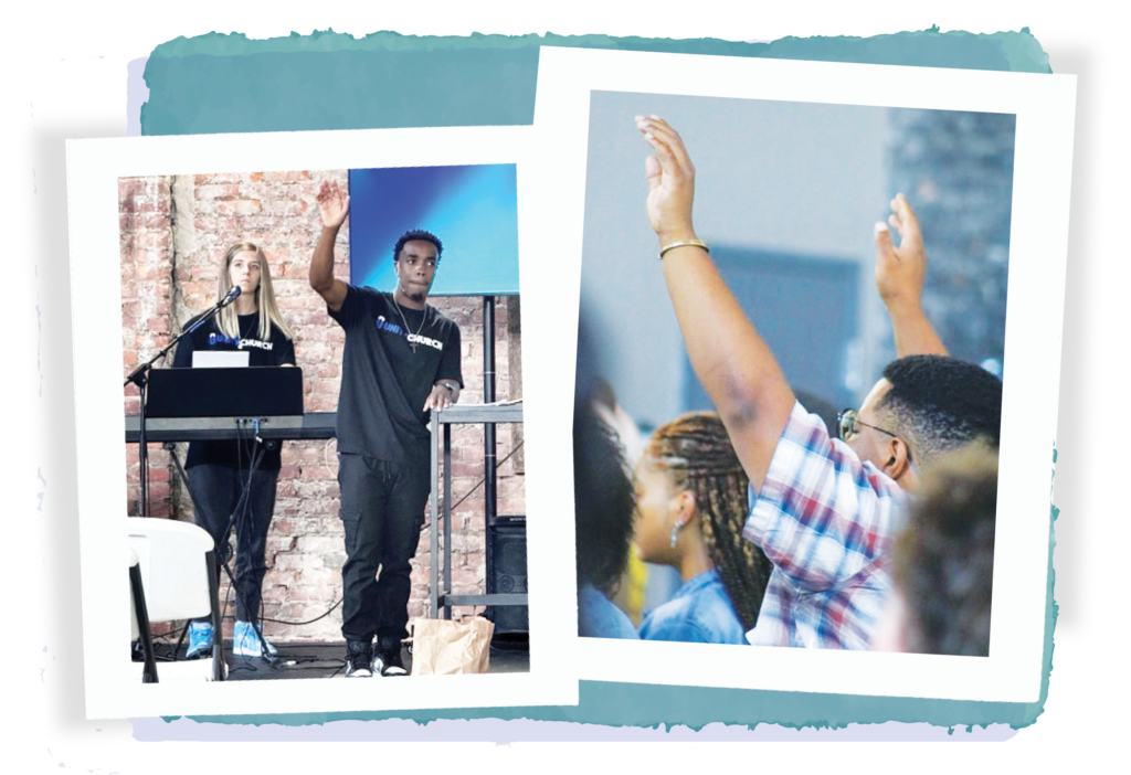 Megan and Micah Williams leading worship at Unity Church in Detroit, Michigan.